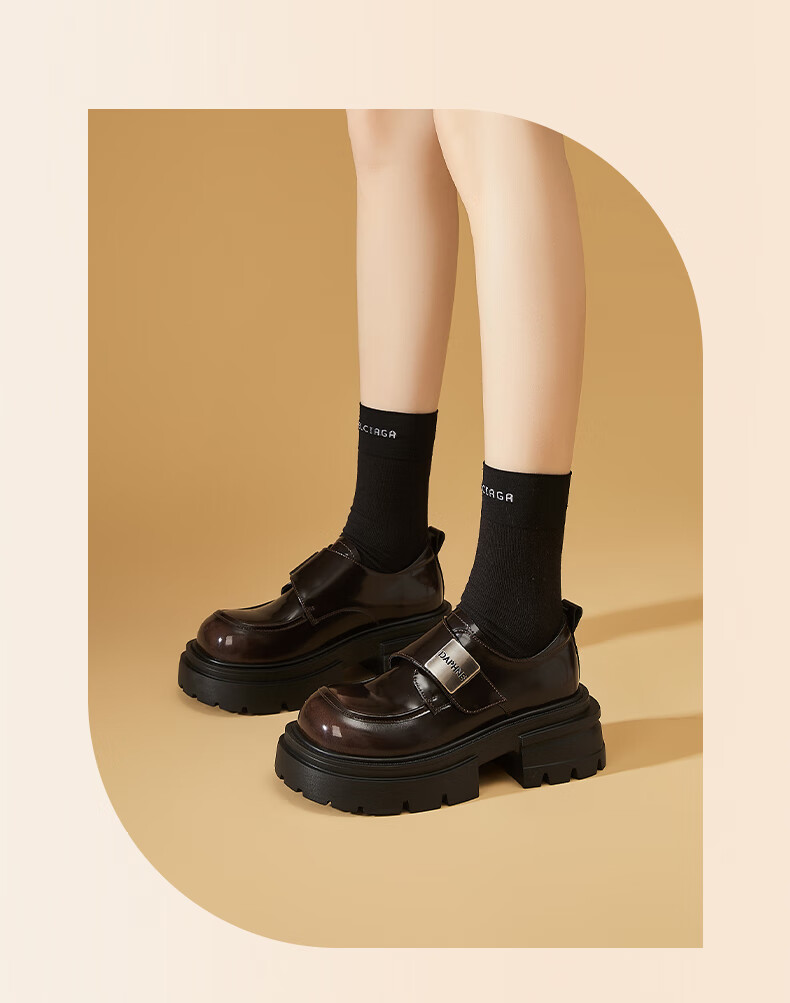 DAPHNE Thick Sole Loafers Women 2025 New Winter Black Casual Soft Sole Slip-On Shoes 9
