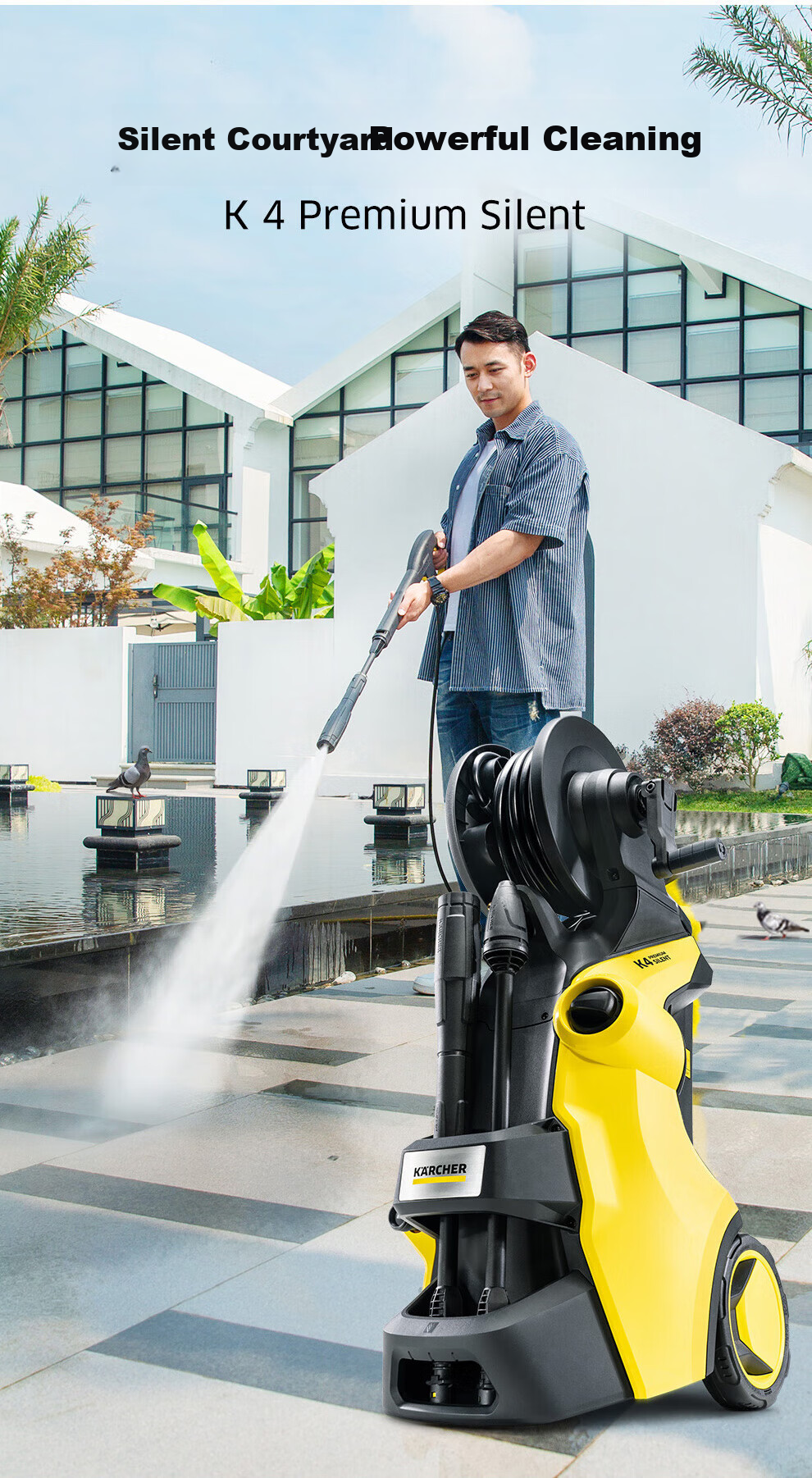 KARCHER German High-Pressure Car Washer, Household Car Washing Water Gun, High-Pressure Water Gun for Cleaning Courtyard, K4 Upgraded Version K4 PPC 2