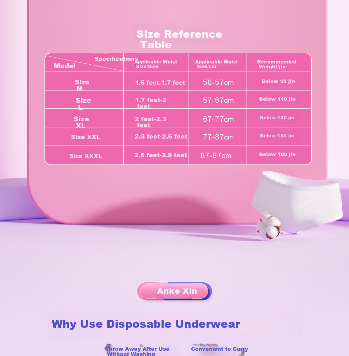 Ankexin Maternity Disposable Underwear for Women, Pure Cotton Sterilized Travel Panties, Individually Wrapped Daily Disposable No-Wash XL Size 15 Pieces 4