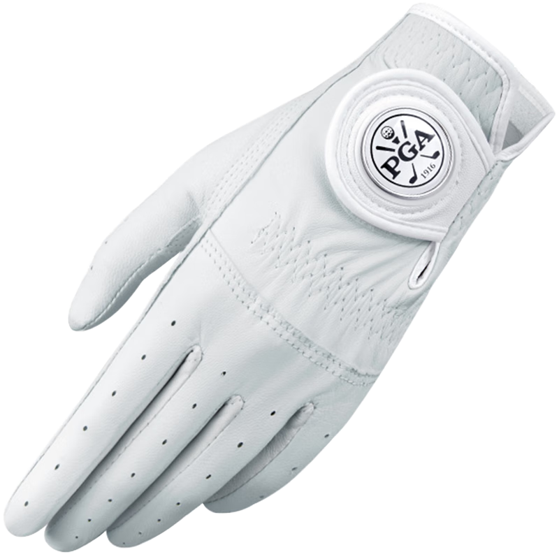 PGA Women's Golf Glove Genuine Leather Detachable Mark Full Sheepskin Breathable Design White Size 19