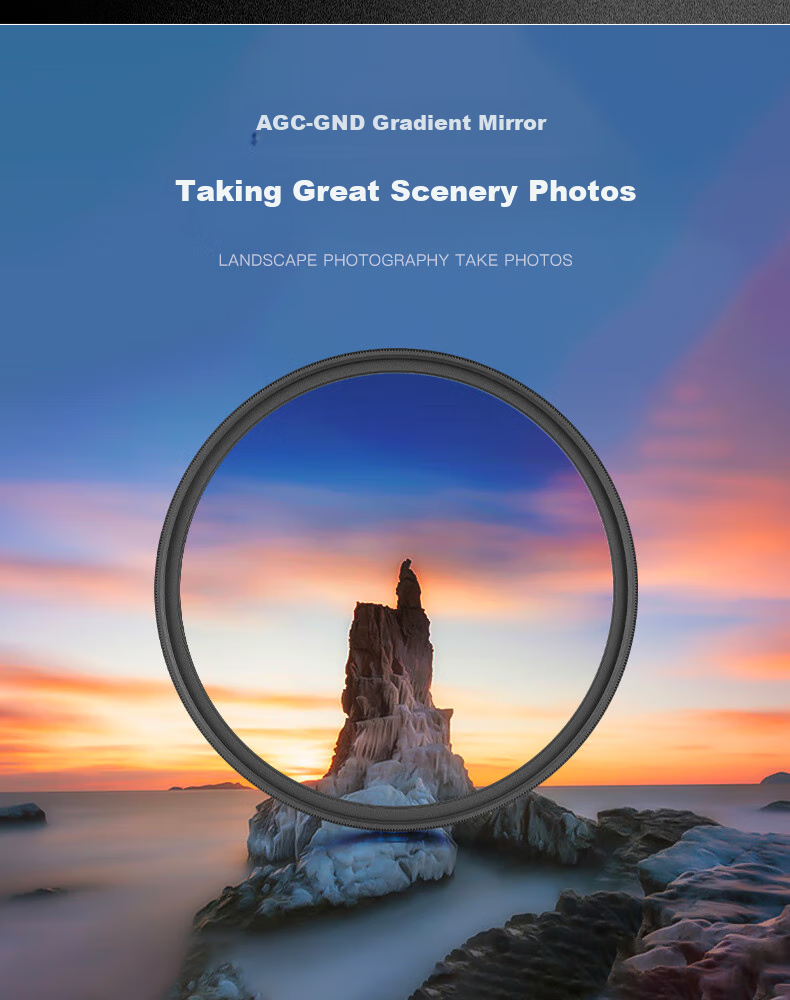 Kase GND0.9 Graduated Filter, 58mm, Soft Gradient Filter, Multi-Coated Glass, Sunrise And Sunset Photography, Balance Light Ratio, AGC 5