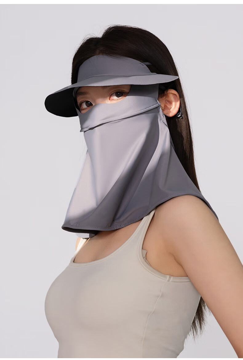 Yalu Sunscreen Face Mask 3D Neck Protection Women's Facekini with Brim UV Protection Black Coated Full Coverage Mask 6