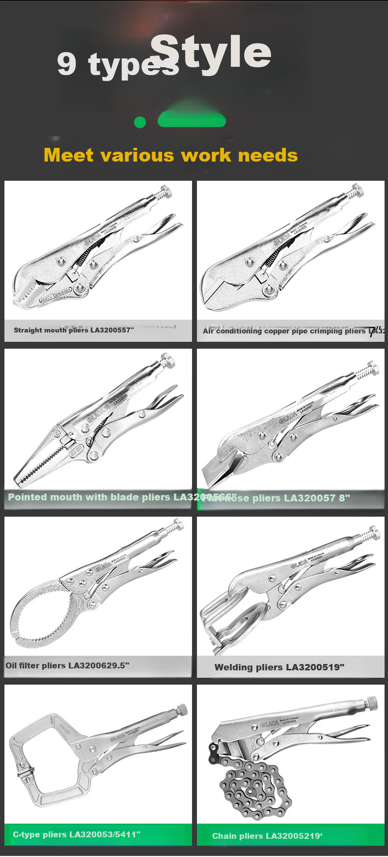 LAOA Old A Round-Nose Pliers, Two-Gear Wide-Jaw Gripping Pliers, Repair Pliers, Pressure Pliers, 10 Inches, LA320410 5