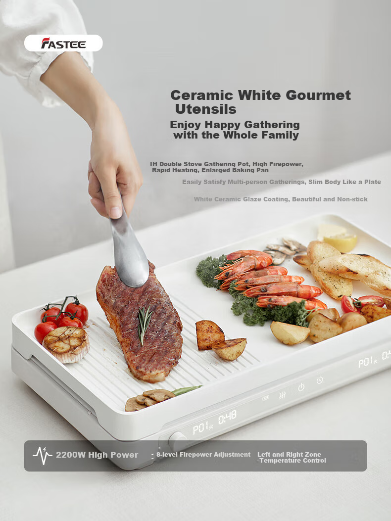 Fastee Multi-Purpose Pot, Electric Grill Plate, Party Plate, Multifunctional Cooking Pot, All-In Grill And Hot Pot for Home Use, Party Pot, Electric Barbecue Stove, Meat Grilling Pan, Fish Grilling Plate 1