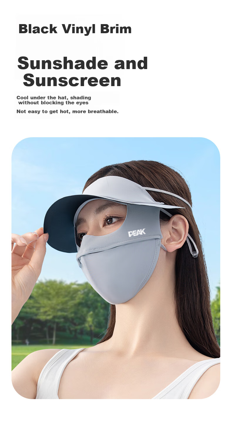 PEAK Sun Protection Face Mask for Women, Summer Cycling Electric Bike Driving Face Shield Sunscreen Face Mask, Light Gray 5