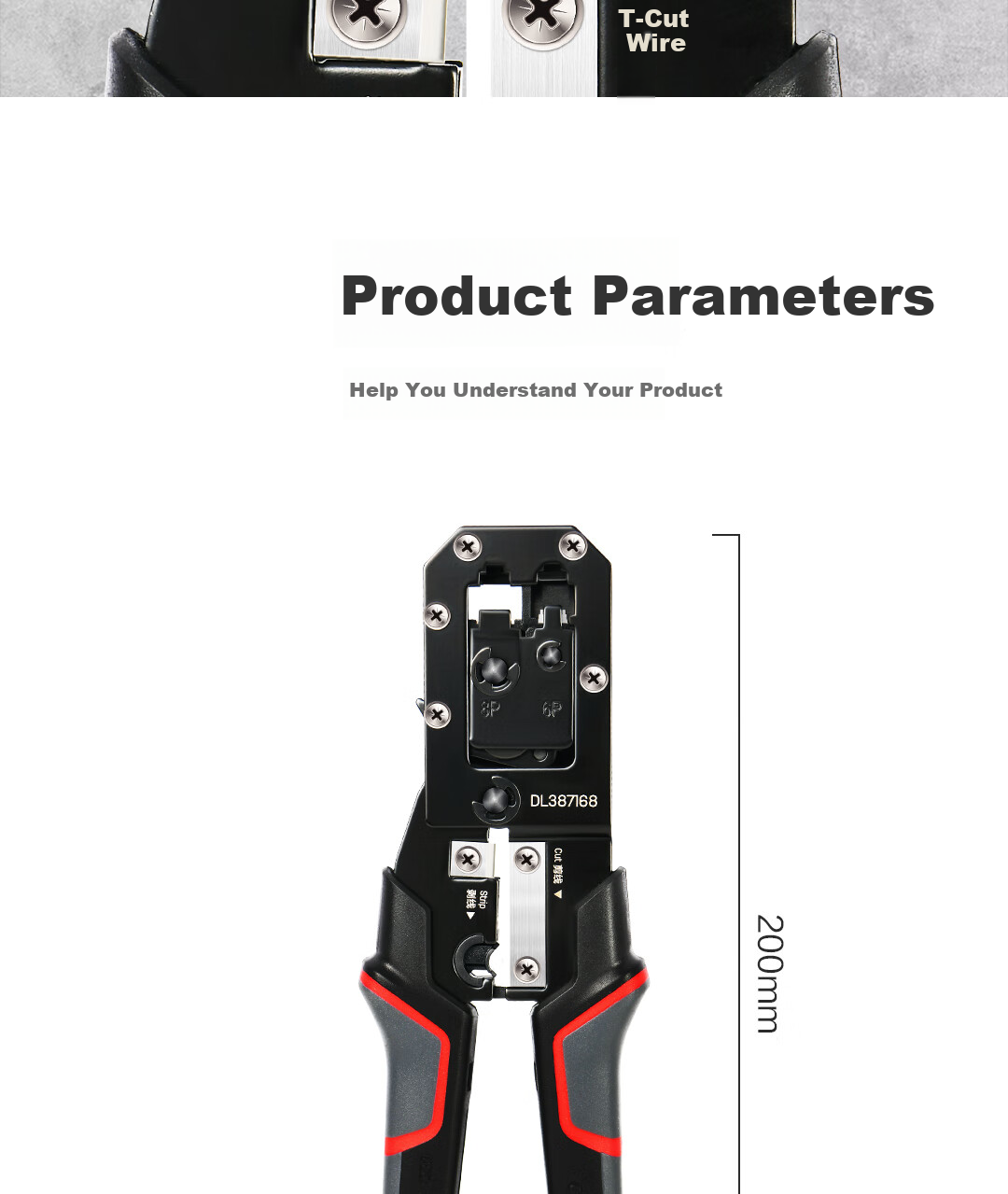Deli 6P8P Multifunctional Ratchet Network Pliers, Cable Crimper, Vertical Crimping Tool for Telephone Connectors And RJ45 Plugs, Wire Cutter, Wire Stripper 8