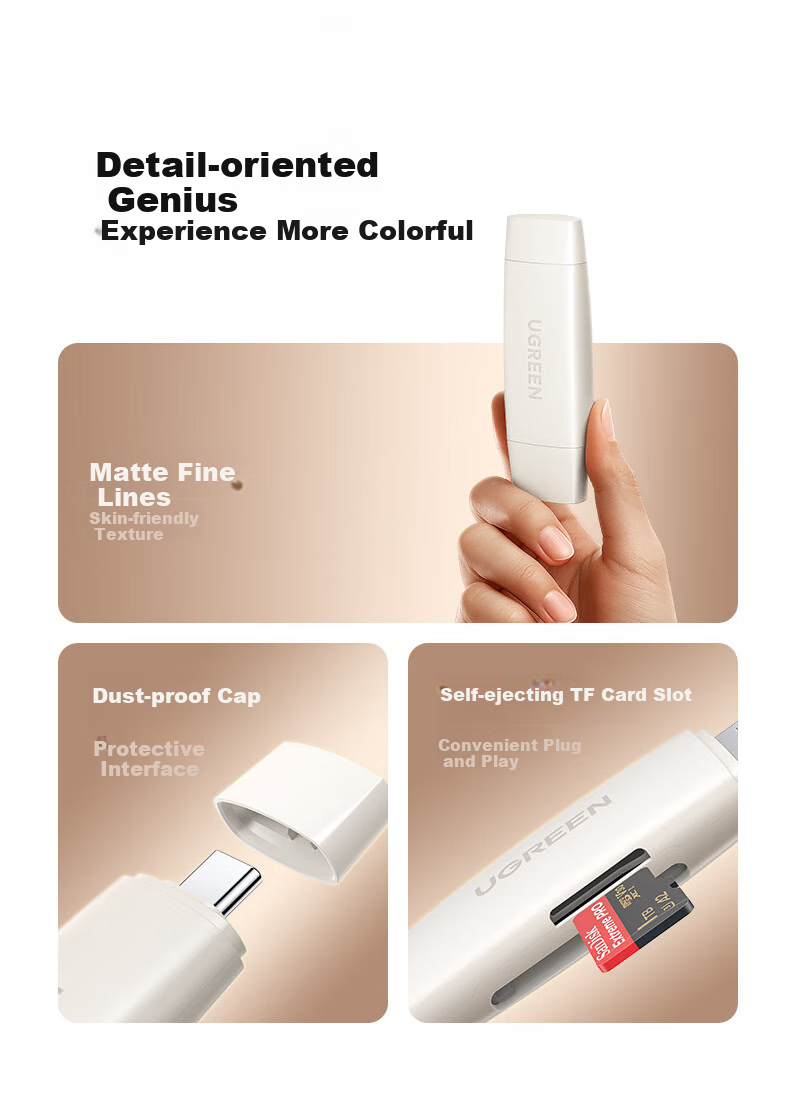 UGREEN USB/Type-C Card Reader 3.0 High-Speed SD/TF Dual-Reader Multifunctional Compatible with Computers, Phones, Apple 17/16/iPad Supports Camera, Surveillance Recorder Memory Card 25