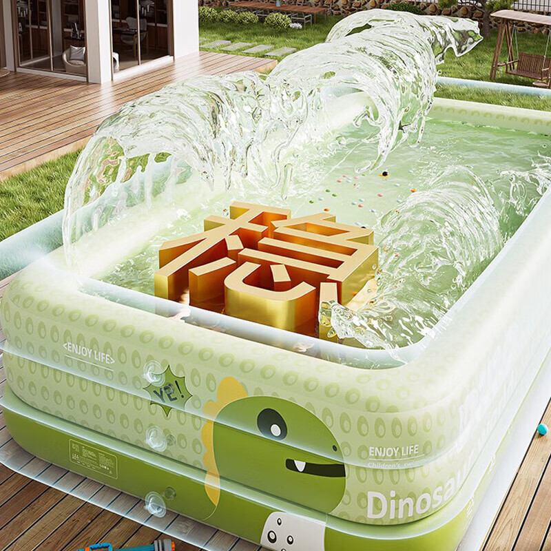 Adandyish Children's Inflatable Swimming Pool Baby Tub Home Outdoor Adult Bath Pool 1.5m 3-Layer Green with Electric Pump