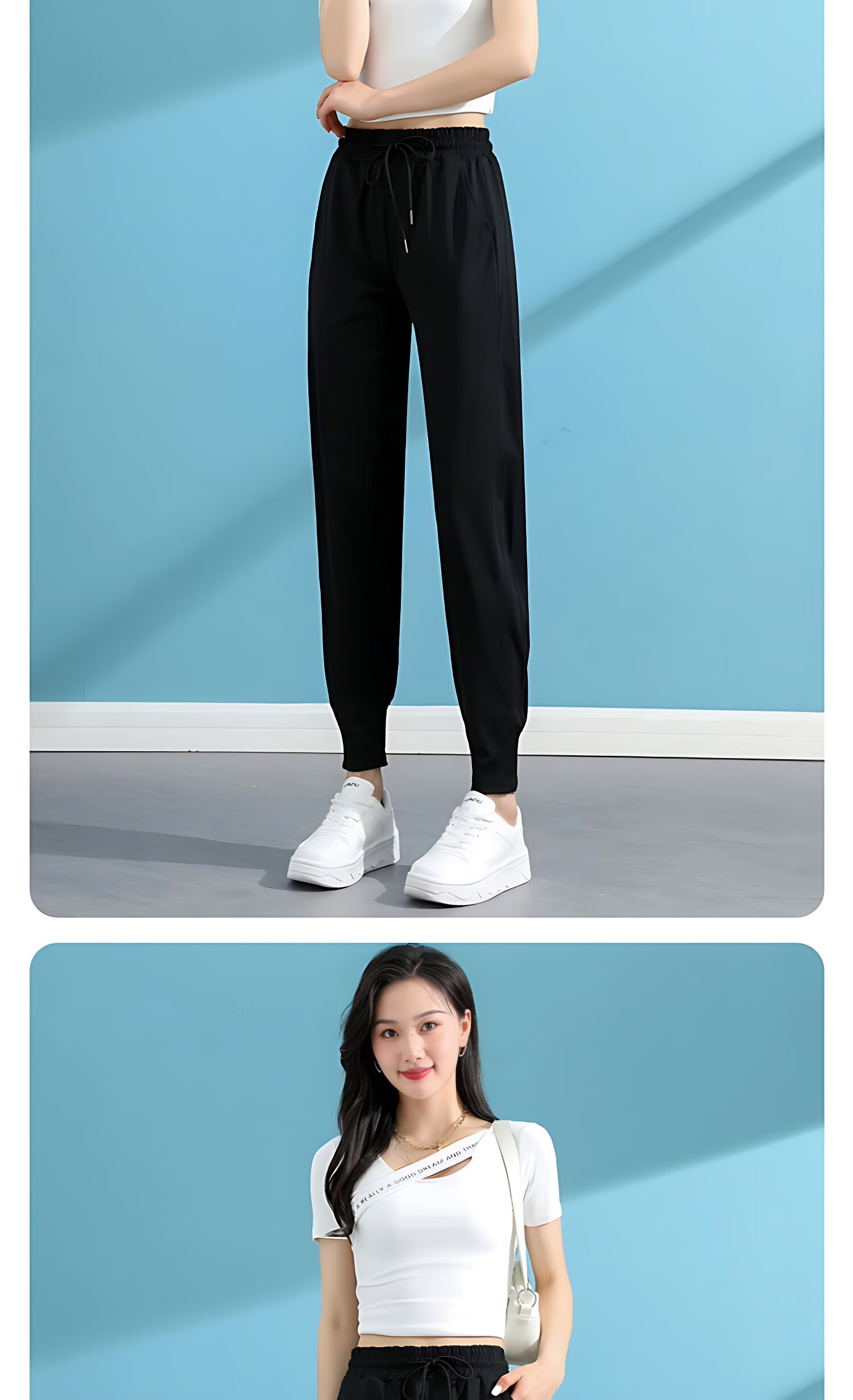LangSha Ice Silk Sports Pants for Women, Summer Lightweight Loose Casual Pants, Harem Joggers, Black Slimming Quick-Dry Women's Trousers 10