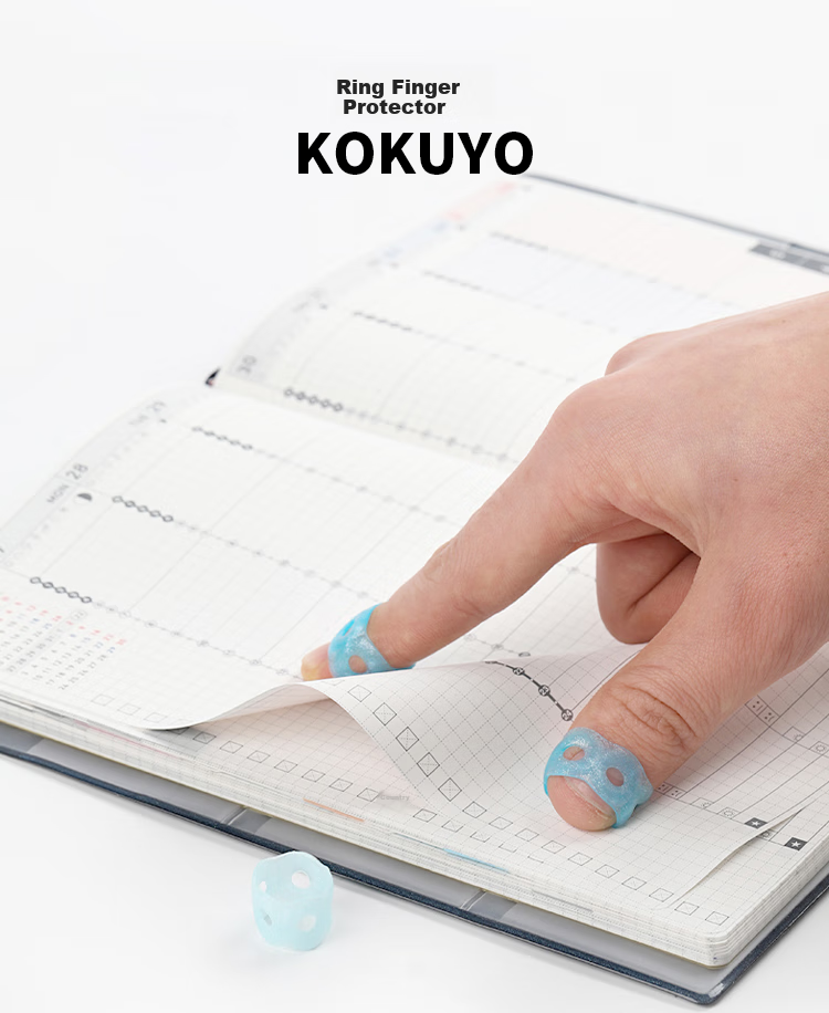 KOKUYO Imported Cash Counting Finger Sleeves for Students, Office And Finance Use, Page-Turning Circular Finger Sleeves, Large Size 15*12.5mm, 5 Colors Randomly Selected, MEKU-C22 1
