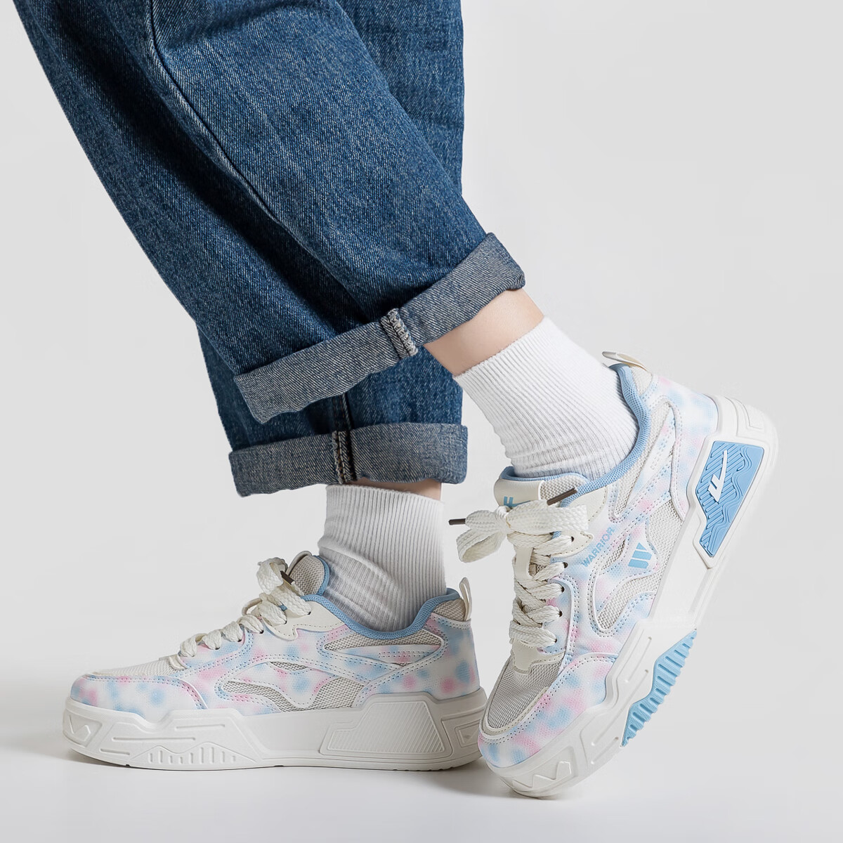 Huili Women's Low-Top Sneakers, Double Mesh Casual Shoes, Versatile Sports Shoes for Women WXY3590 Beige Light Blue 40