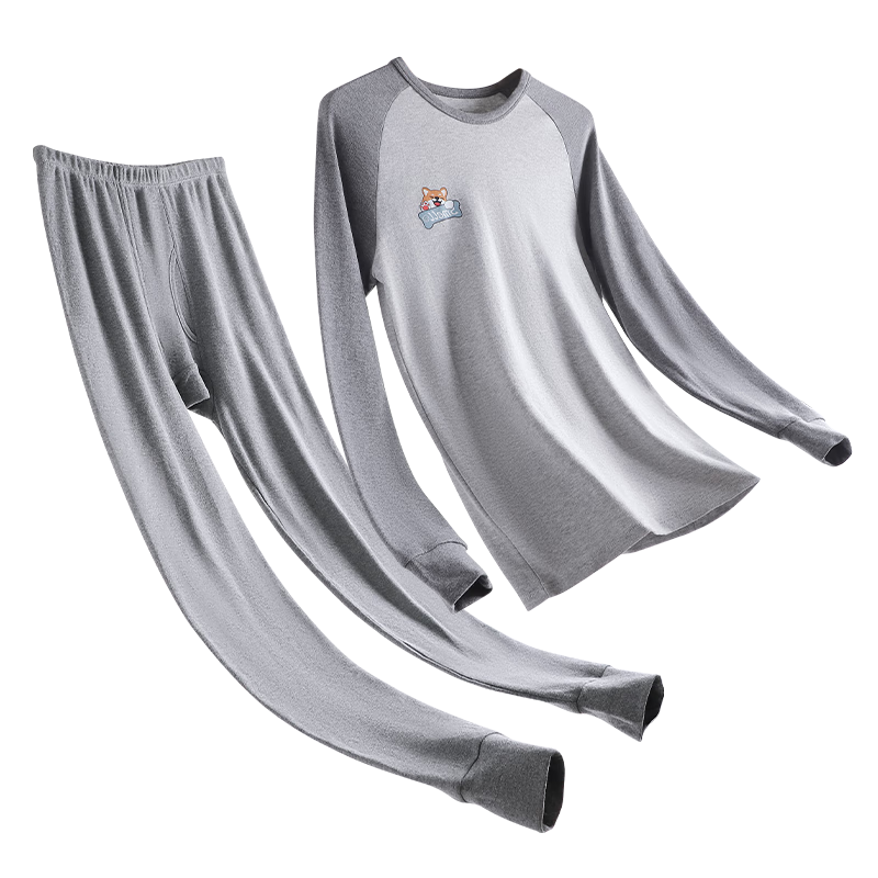 LangSha Youth Thermal Underwear Set for Boys, Ages 12-18, Pure Cotton Autumn Top and Bottom, Large Size for Teens