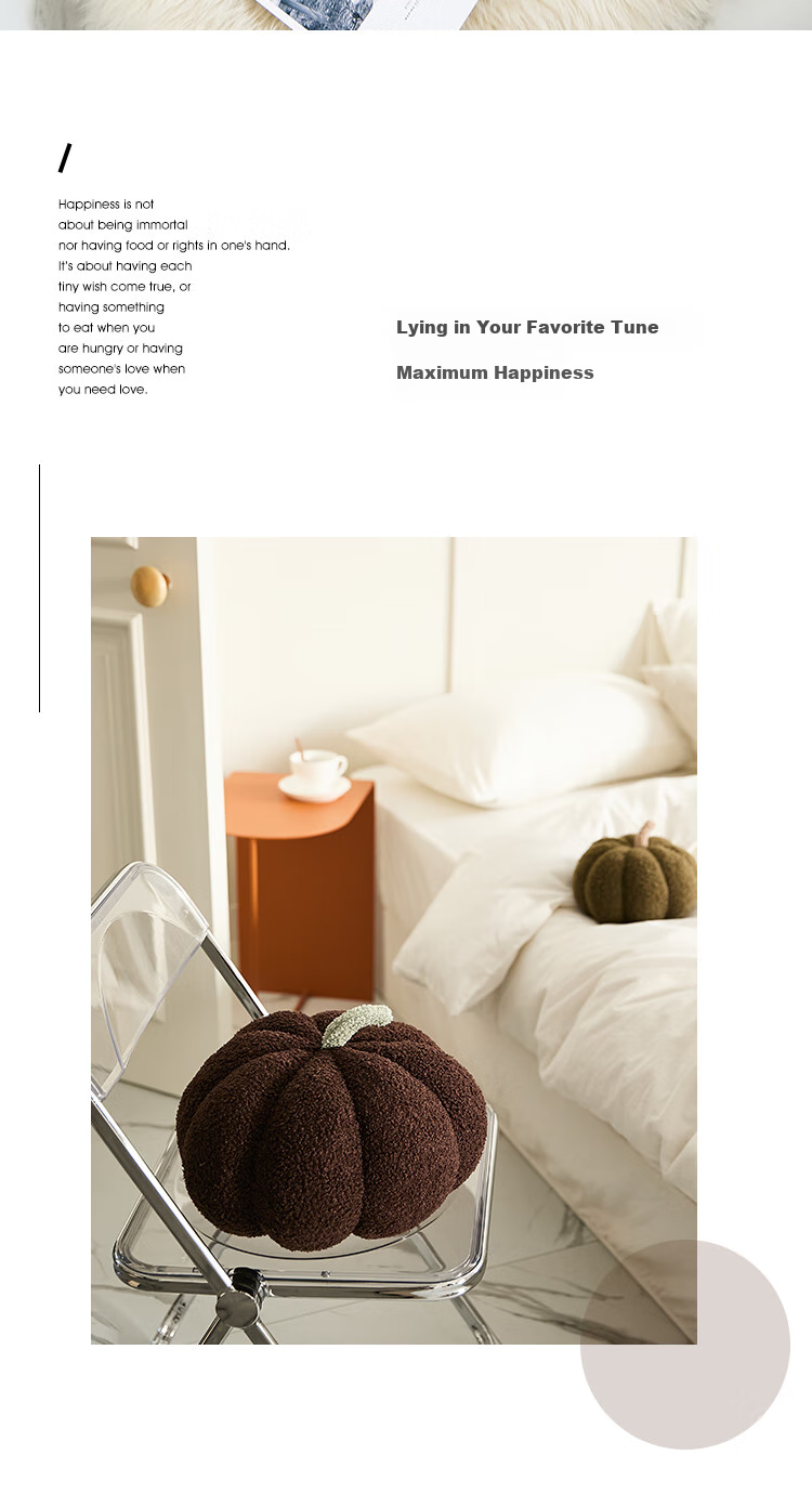 Pierre Cardin Nordic Instagram-Style Cute Pumpkin Plush Pillow Creative Living Room Sofa Cushion Bedside Decoration - Yellow 18