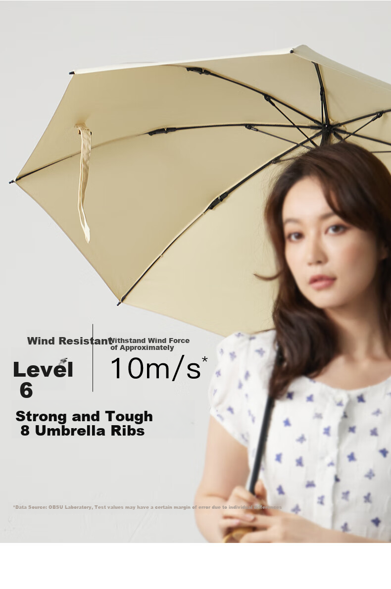 Obsu Japanese, Obsu Long-Handle Folding Umbrella for Women, Sturdy Double-Fold Circular Bamboo Handle Nano Non-Wet Umbrella, Black Bamboo Ring Umbrella 17