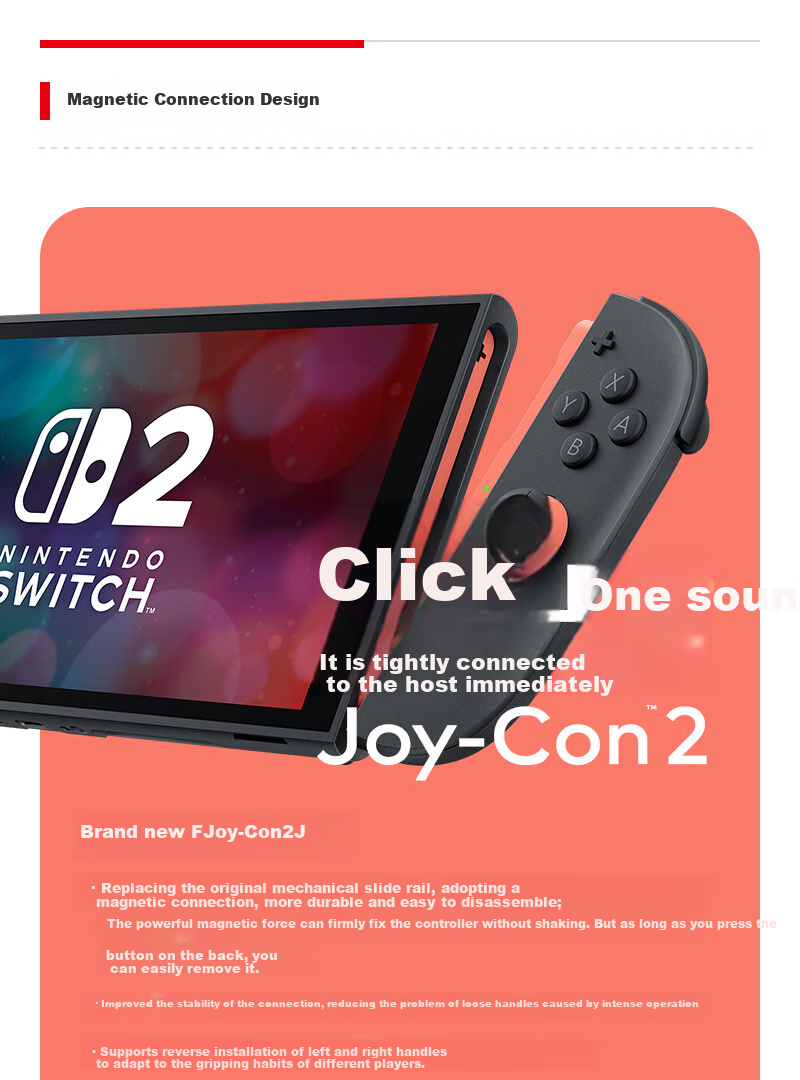 Nintendo Switch Joy-Con Controller for Switch 2 Hong Kong Version, Left And Right Gray Control Accessories, Casual Family Gathering Birthday Gift Bluetooth Gamepad 7