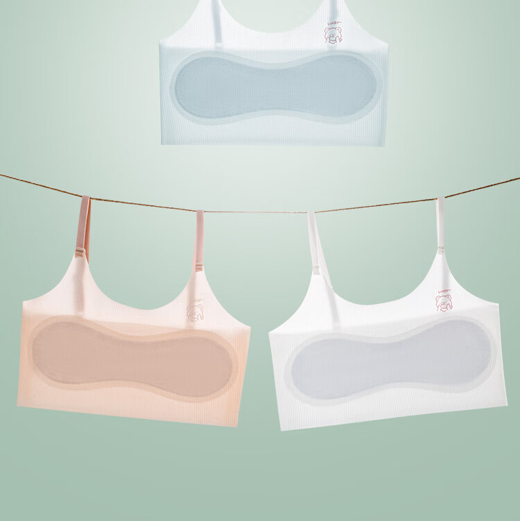 FitonTon 2-Pack Girls' Underwear Developmental Stage Elementary School Girls' Bras Stage 1 Anti-Peek Padded Cotton Vest 2