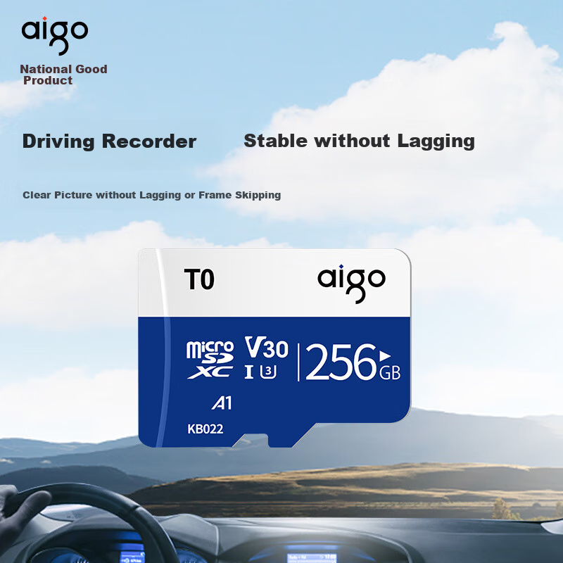 Карта памяти Aigo T0, 256 ГБ, TF (MicroSD), U3, V30, 4K, для видеорегистратора, камеры наблюдения, телефона, планшета, игровой консоли