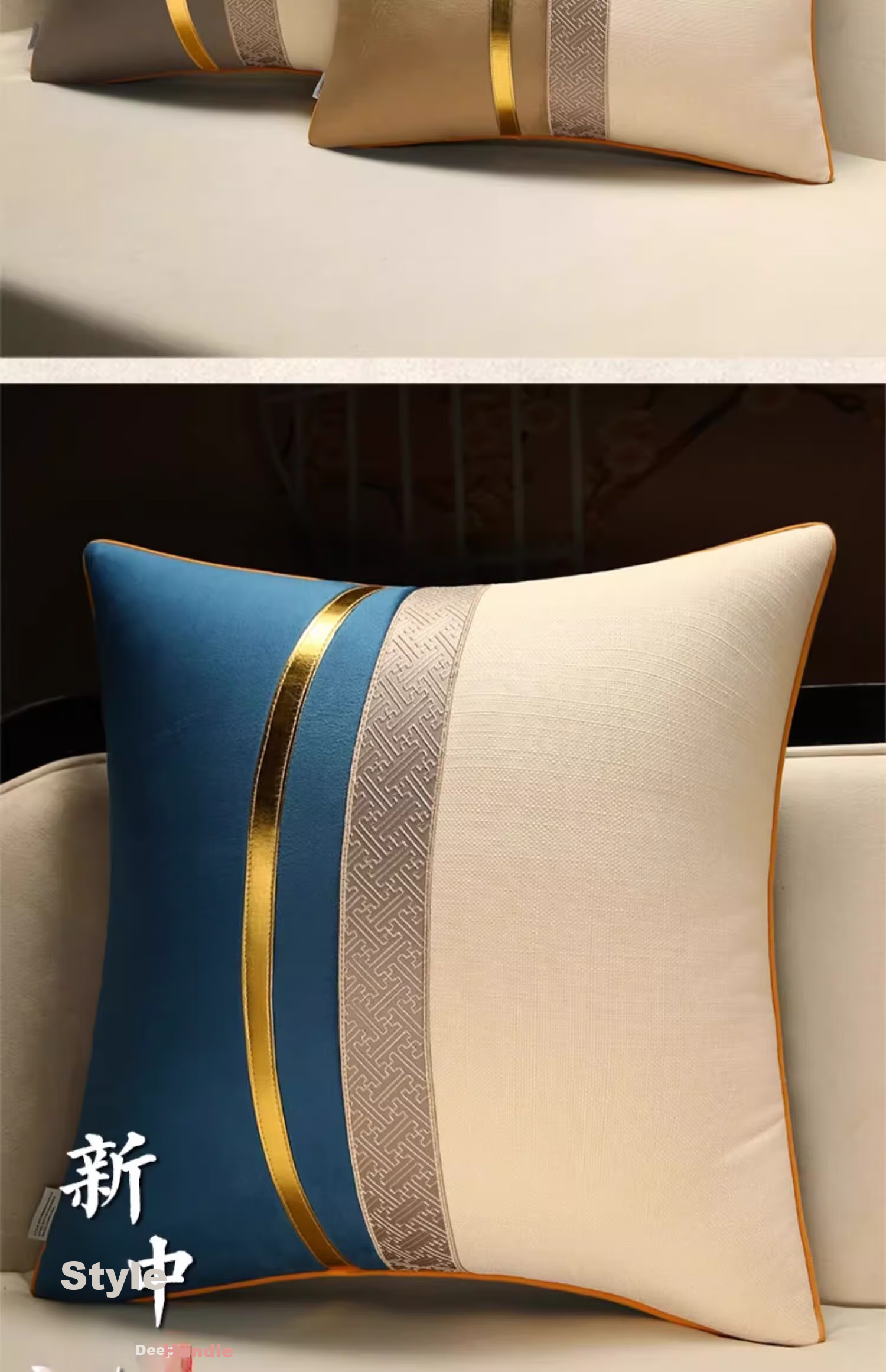 Huamanshengting Pillow Cushion, Sofa Backrest, Office Seat Cushion, Lumbar Support, Fuzemian Long Velvet Beige, 50*50cm with Insert 4