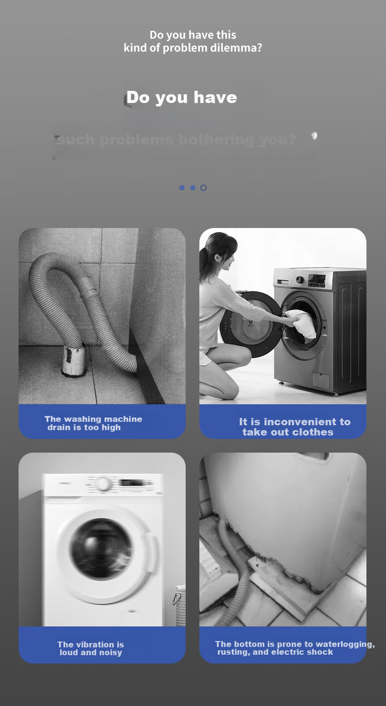Zhaizhiduo Universal Fully Automatic Washing Machine Anti-Vibration Heightening Base, Shock-Absorbing Non-Slip Movable Washing Machine Accessory Base, Heightened 4-Legged Base 3