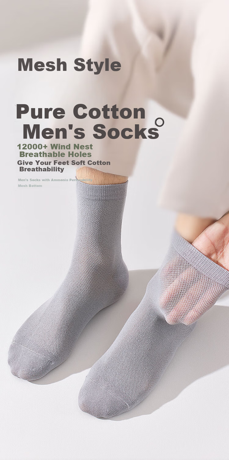 Yiershuang [100% Pure Cotton] Socks for Men, Summer Mesh Socks, Spring And Summer 50S Comfortable Sweat-Absorbing Mid-Calf Socks, 6 Pairs Mixed Colors 1