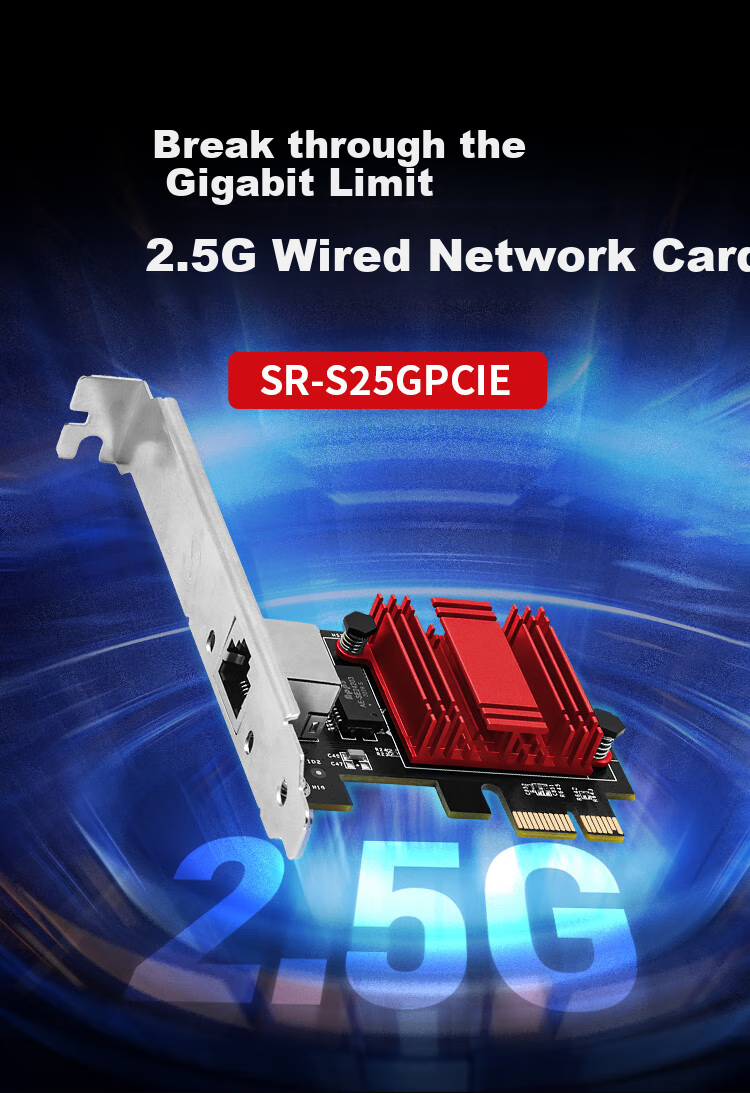 Xiliweishi PCI-E10G Gigabit Single Port Wired Network Card for Desktop Computer NAS Server Gaming RJ45 Ethernet Port Intel X540 Chip SR-PT01 1