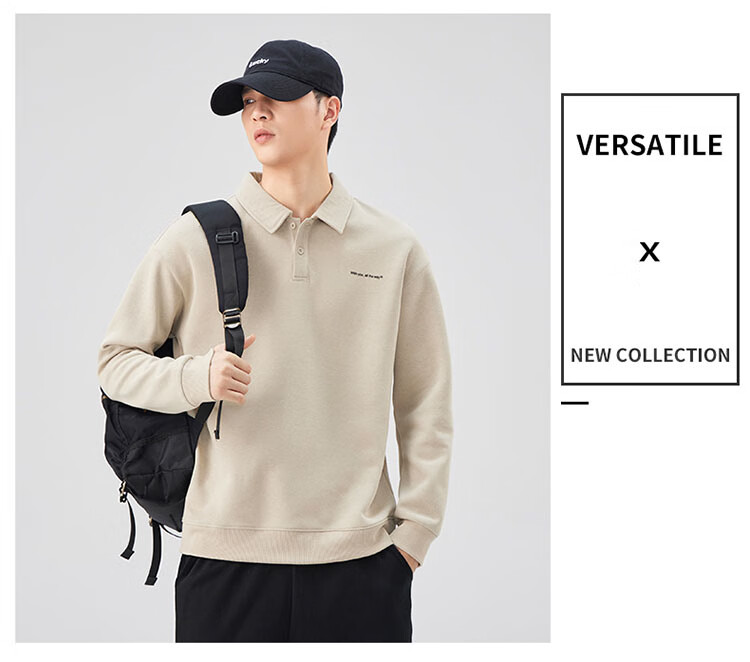 JEEP SPIRIT Polo Shirt for Men, Loose-Fitting Long-Sleeve T-Shirt with Collar for Spring, Gray-Green, Size M 10