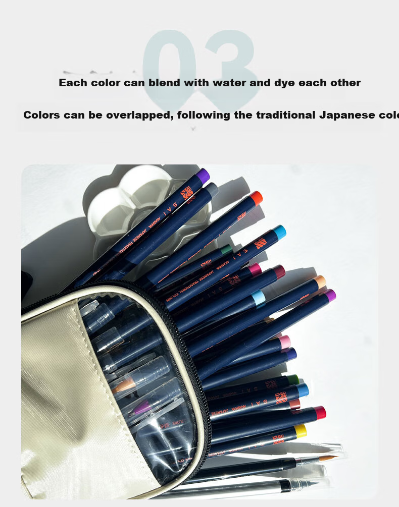 SAKURA SAKURA Soft Tip Watercolor Pen Set Gift, Non-Toxic Imported Ink, Washable Face Paint, Graffiti, Children's Art Supplies, Drawing Colored Pigment, Brush Pen, Journaling Soft Brush, 30 Colors 8