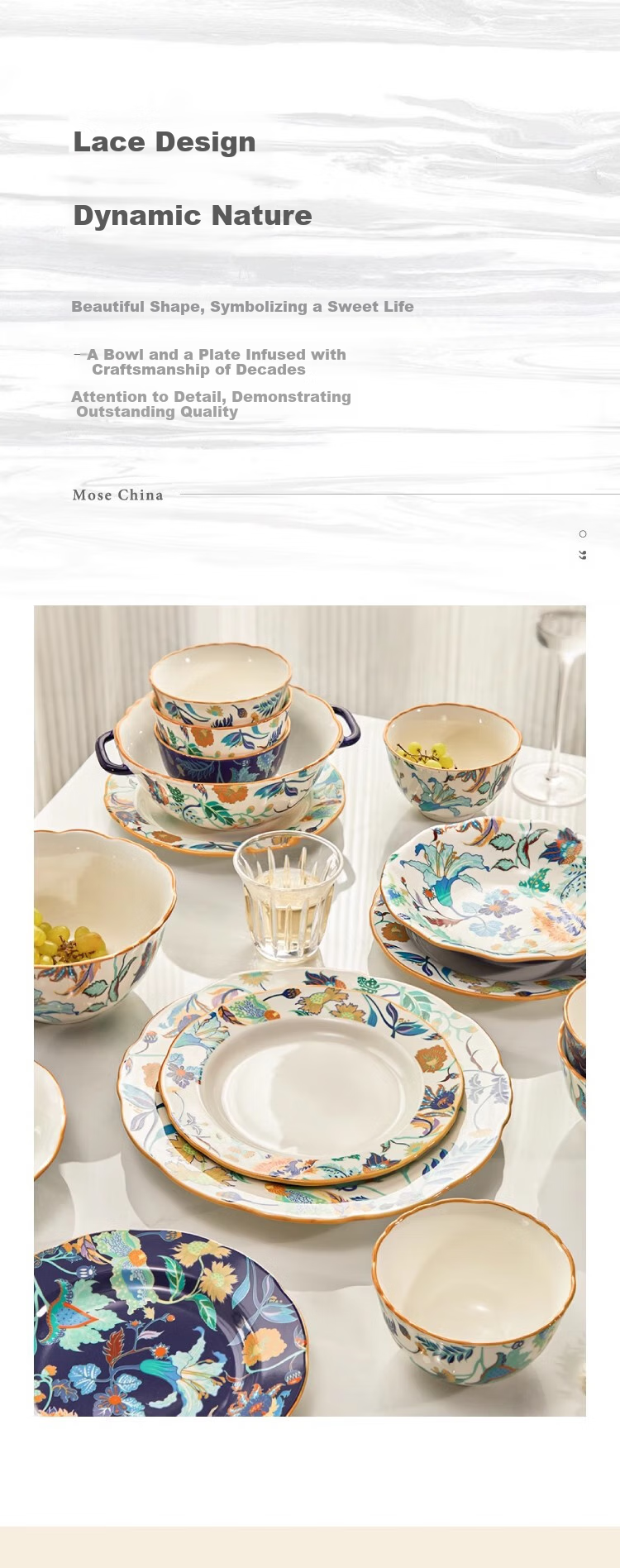 Mose Fresh Tableware Ceramic Bowl And Plate Set, Home Use Bowls And Plates with Chopsticks, Aesthetically Pleasing Housewarming Gift Set, 36 Pieces 5