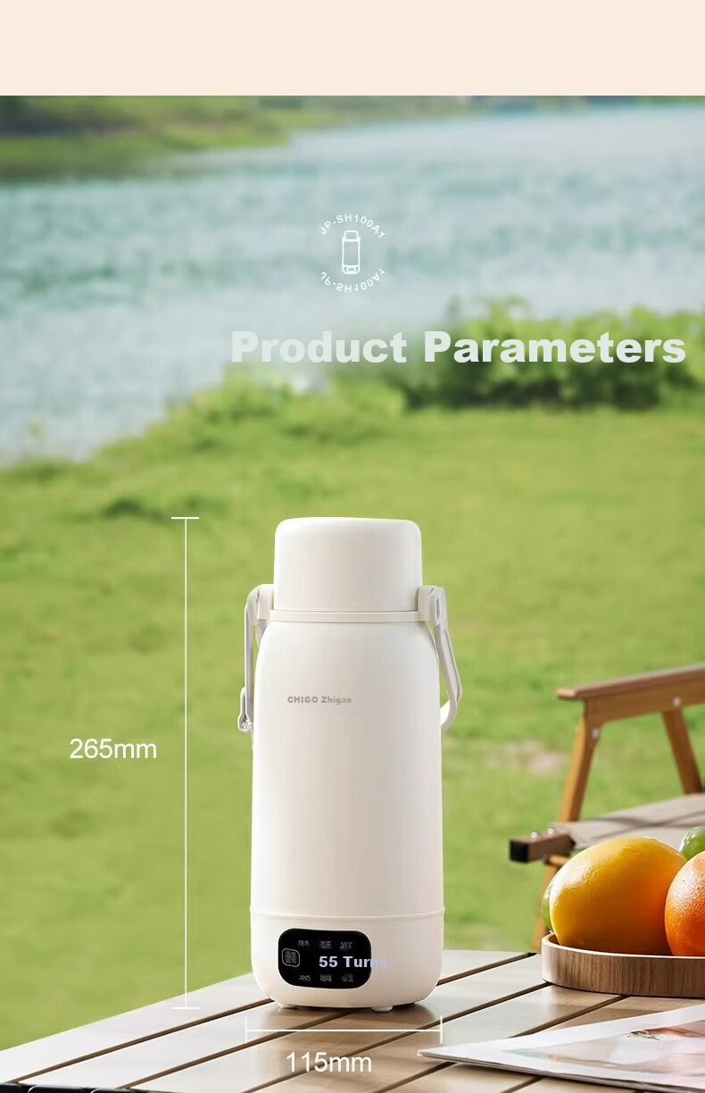 CHIGO Portable Electric Kettle, Travel Thermos, Baby Formula Warmer, Insulated Cup, 1L Large Capacity, 316 Stainless Steel, Birthday Gift 14