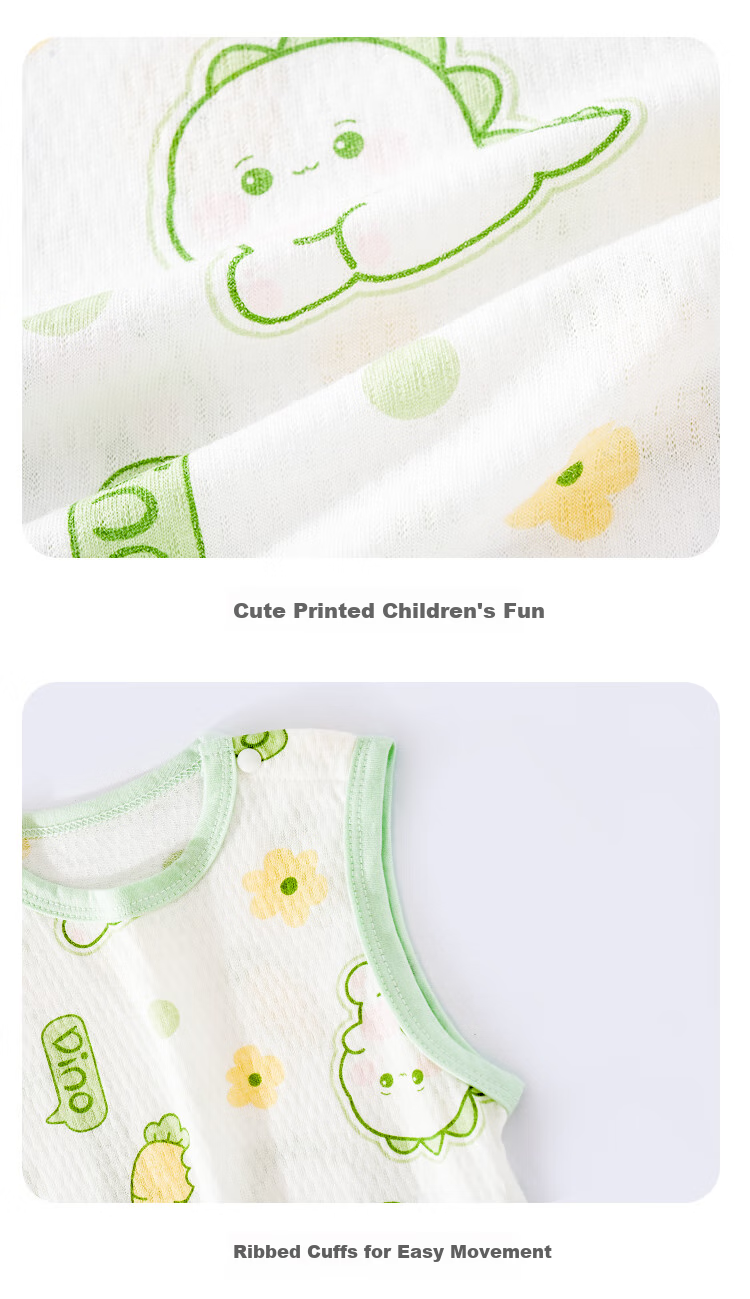 DEESHA Sleeveless Baby Romper Vest-Style Onesie, Newborn Pure Cotton Bodysuit 8