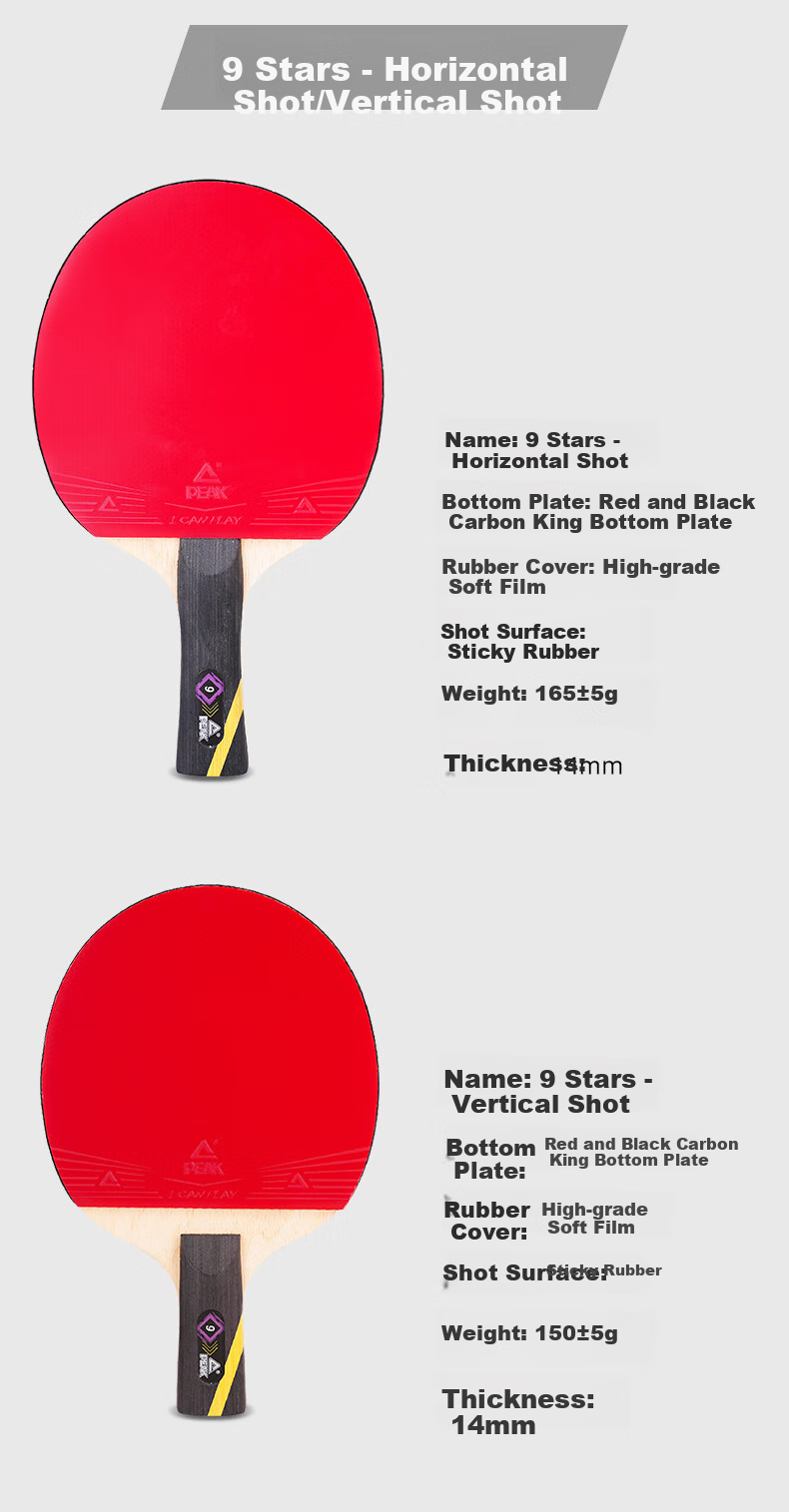 Peak M7 Star Table Tennis Racket Offensive Competition Ready-to-Use High-End Double-Sided Sponge Rubber with Case and Paddle Bag Penhold Grip 1