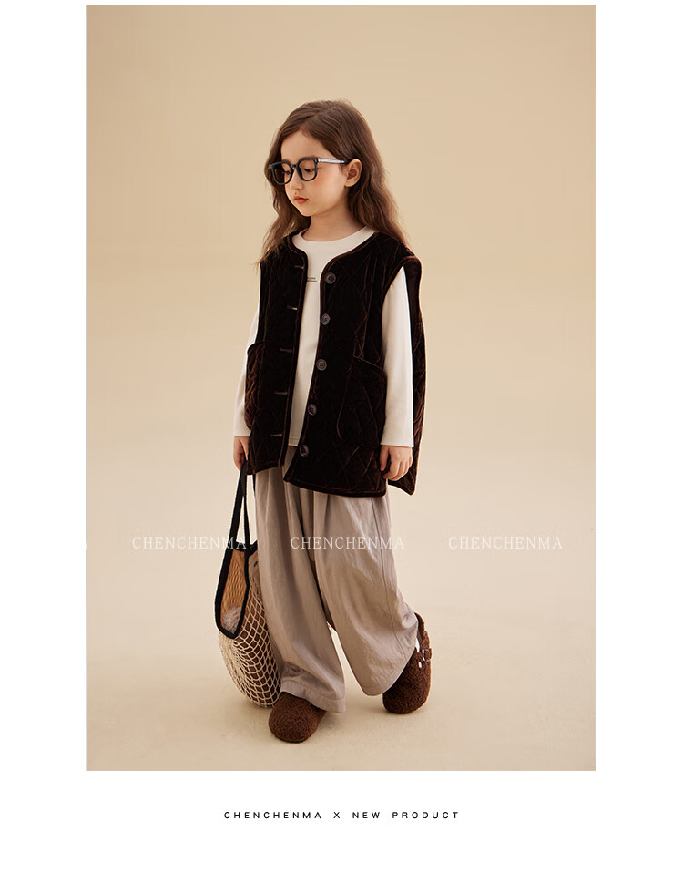 Chenchenma Parent-Child Fleece-Lined Sherpa Fleece Loose Casual Versatile Pants 7281D 9