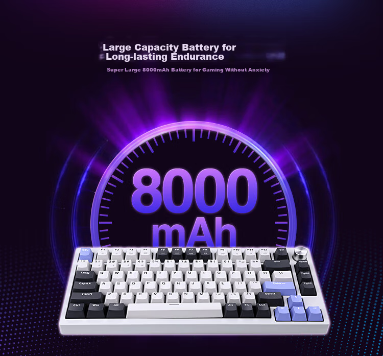 Colorful KB8PRO81 Mechanical Keyboard, Wireless Bluetooth Tri-Mode Connection, Yijin IP Aluminum Block, Customizable E-Sports Gaming Keyboard, Meteor Purple, Quiet Yellow Switches 7