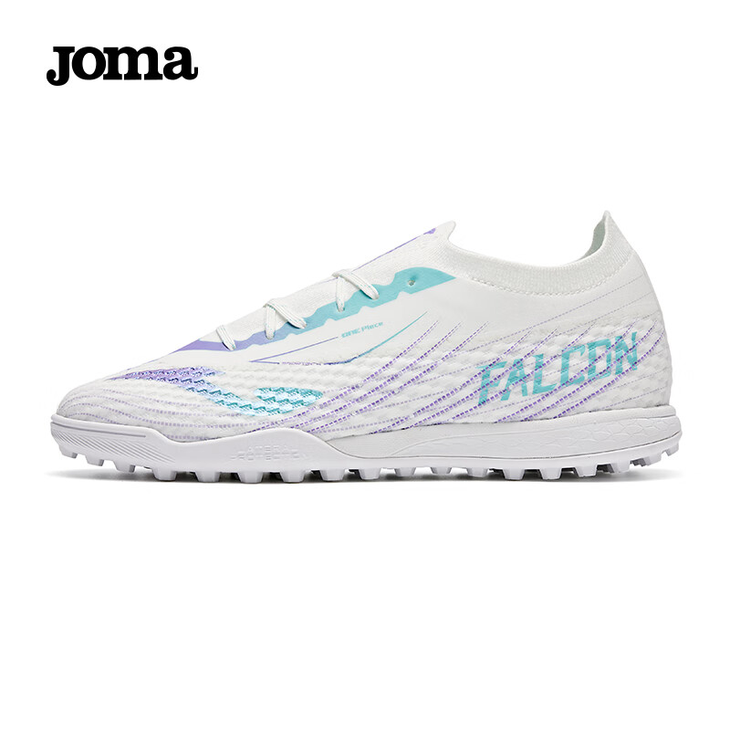 JOMA New Falcon 2.0 Series Speed Lightweight TF Studded Professional Soccer Shoes White/Purple 40.5