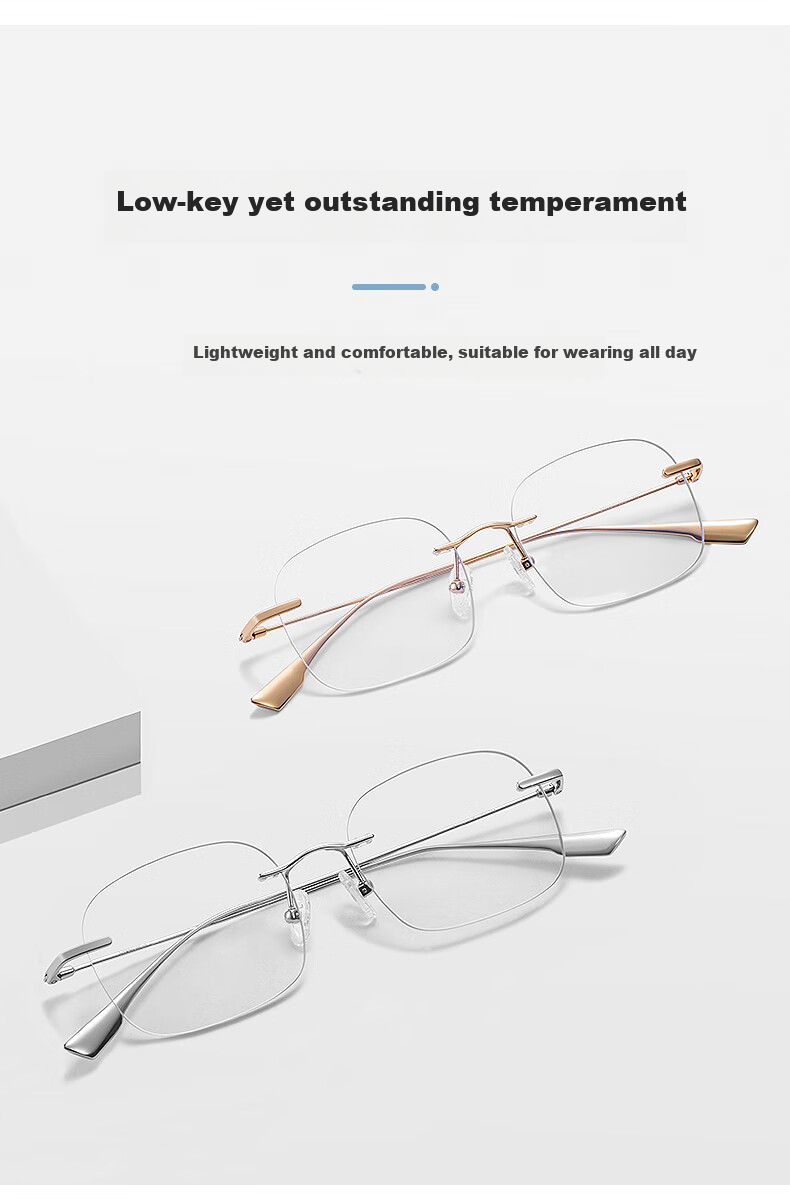 CAPONI Blue Light Blocking Glasses for Women, Pure Titanium Ultra-Light Frameless Gold Wire Flat Lens Glasses, Anti-Radiation Phone Protective Eyewear for Men, Non-Prescriptio 5