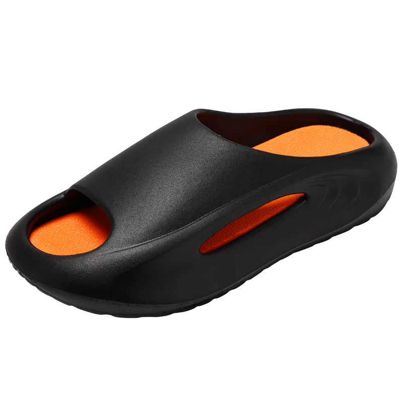 CARTELO Men's Slippers Home One-strap Bathroom Soft Sole Cool Slippers Black Orange Size 40-41 Model 1618