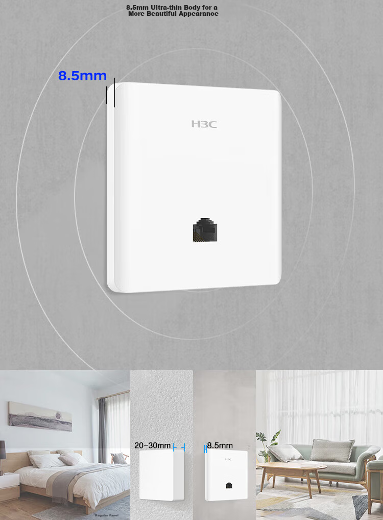 H3C AP Panel Whole-House WiFi 6, 1500M Dual-Band Gigabit, Commercial Use for Villas And Hotels, POE Power Supply, AC Management, Mini AP1500L-U Replacement for Mini A60-1500 4