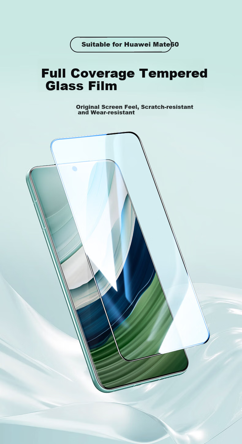 ESR Tempered Glass Screen Protector for Huawei Mate60, Full Coverage High Definition Glass, Shatterproof And Scratch-Resistant, Full Protection without White Edges, Phone Protective Film 1