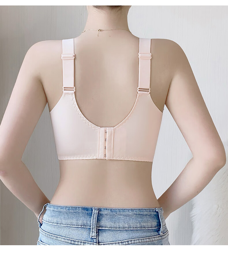 PBENO Women's Thin Bra 2025 New Summer Large Bust Minimizing Anti-Sagging Pink Beige 36/80BCD 21