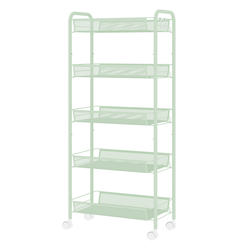 JD Original Kaka Kitchen Storage Rack, Floor-Standing Storage Cabinet, Spice Rack Sideboard Cupboard Trolley, Green, 5 Tiers