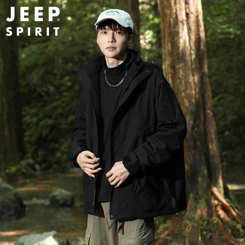 JEEP SPIRIT Outdoor Windproof Hiking Jacket Autumn Winter Couple Mountain Climbing Coat Men and Women