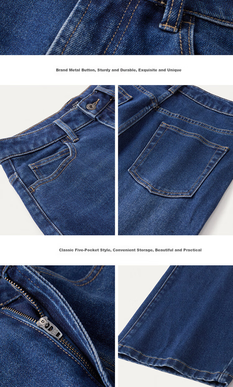 Giordano Vintage Straight-Leg Jeans for Women, Heavy Washed Cat Whisker Jeans, High-Waisted Denim Women's Pants 05415693 16
