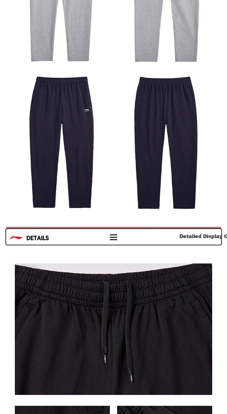 LI-NING Men's Sports Pants Fitness Running Sweatpants Casual Loose Fit Straight Leg Comfortable Long Trousers 2