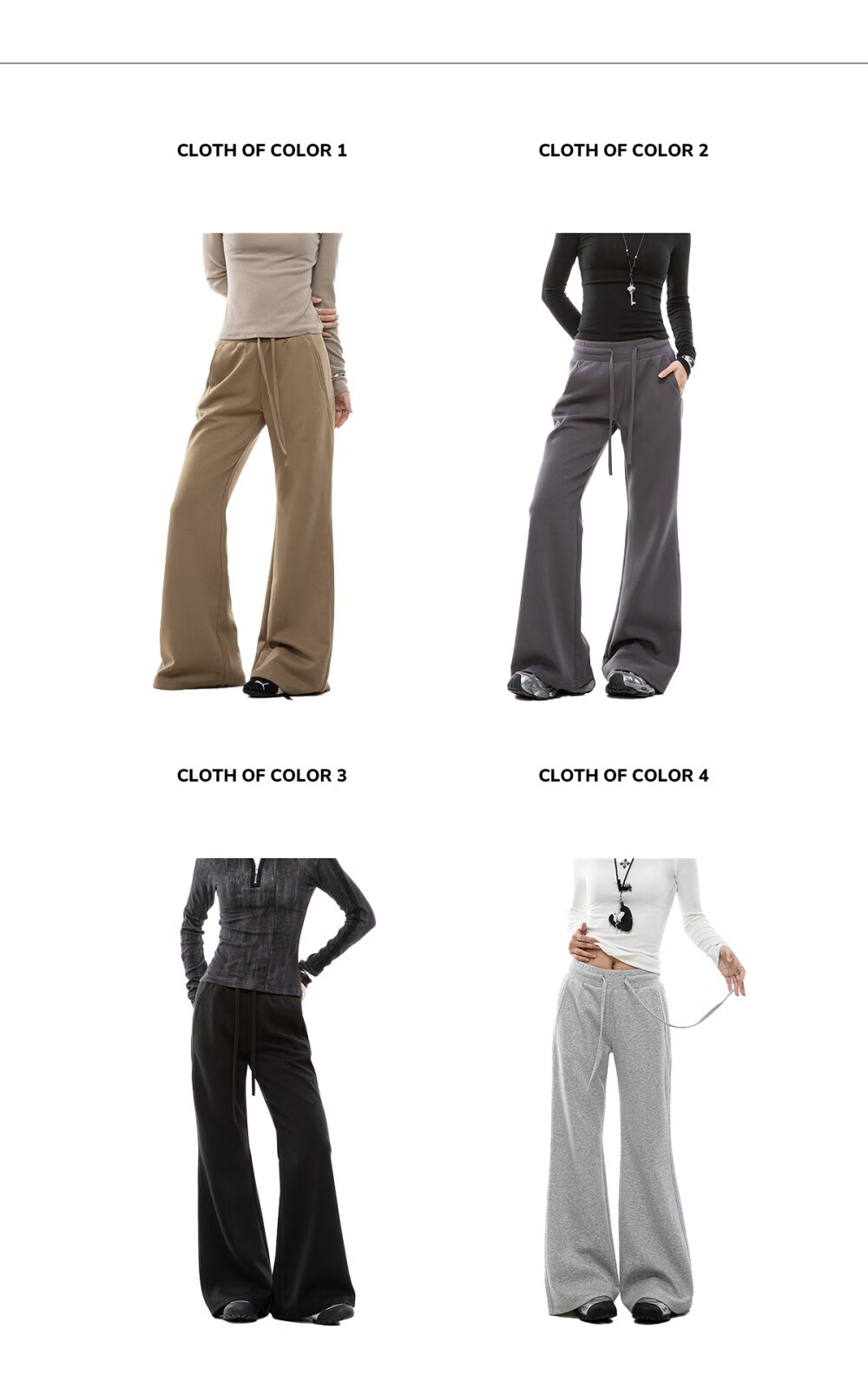 ICH MODE American Style Slight Flare Khaki Pants Women Autumn Winter Slim Wide Leg Casual Sports Sweatpants Heather Gray XL 2