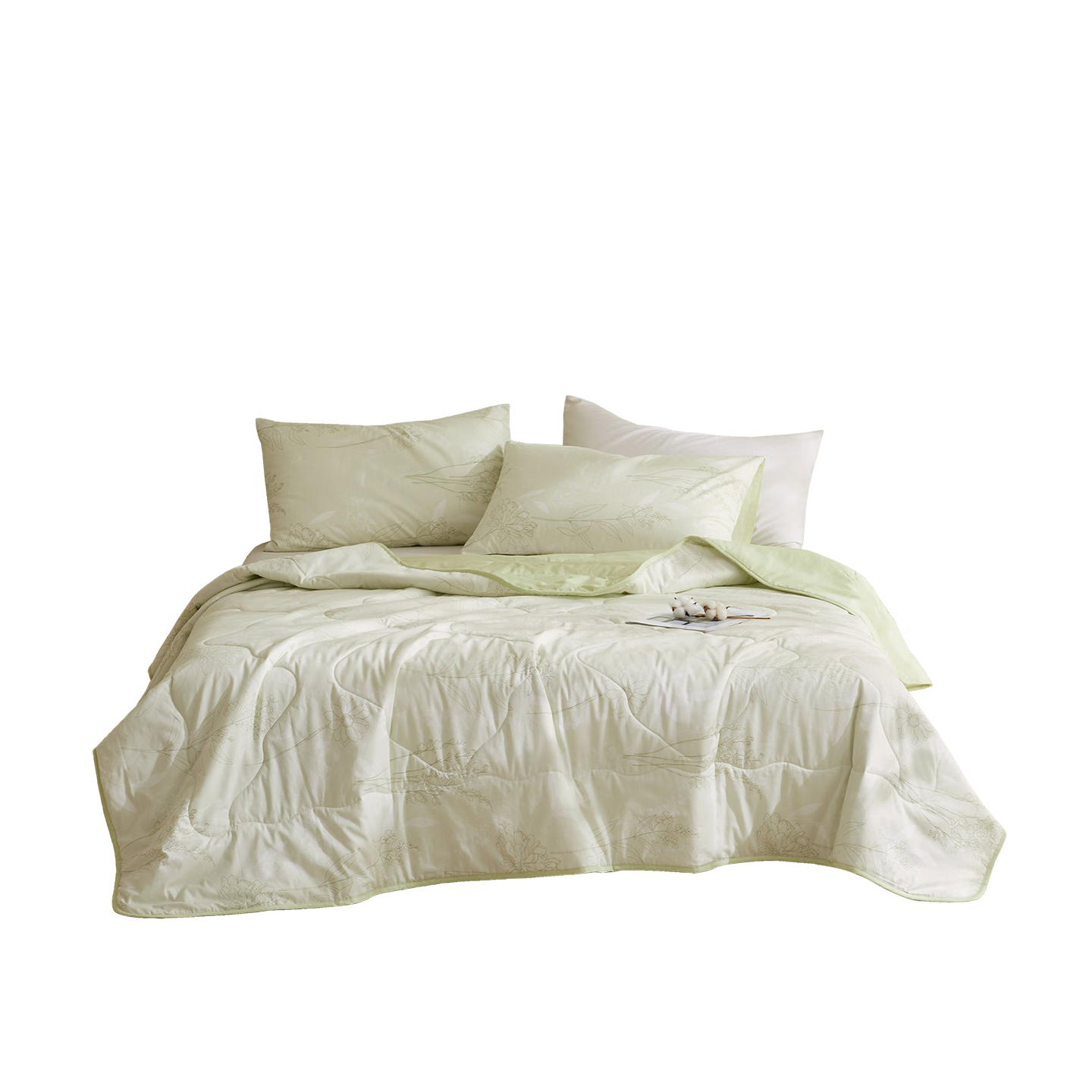 Luolai Home Textiles Deep Sleep Four Seasons Quilt A-Class Machine Washable 100% Cotton Skin-Friendly Warm Spring and Autumn Quilt Green 200*230cm