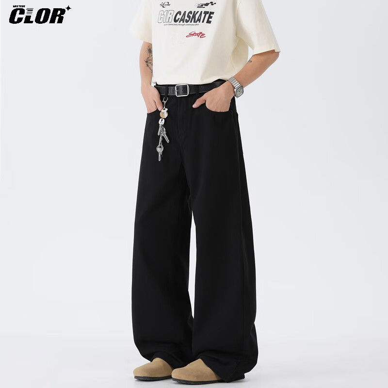 Джинсы CLOR, мужские, прямые, черные, размер L