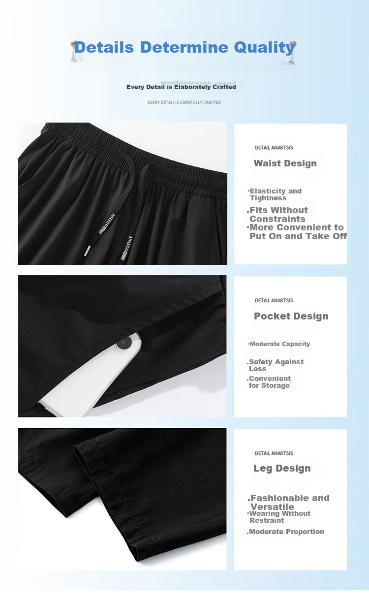 MiiOW Ice Silk Shorts for Men, Summer Pants, Tech Sun Protection Breathable Running Six-Proof Quick-Dry Basketball Five-Point Shorts for Me 13