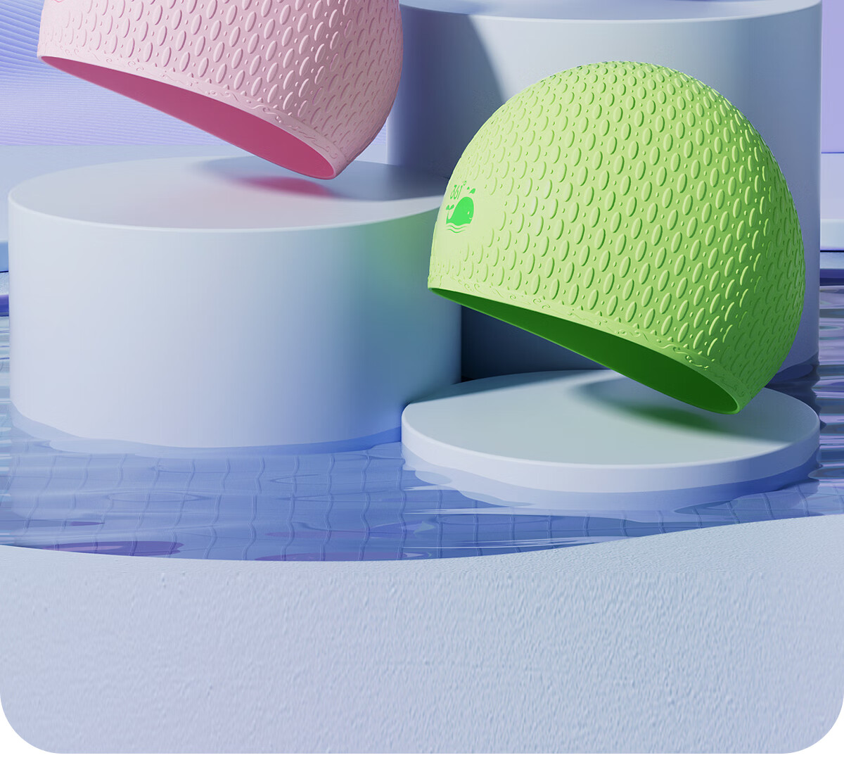 361° Children's Swim Cap, Girls' Professional Comfortable Non-Binding Silicone Particles Swimming Cap, Long Hair Baby Ear Protection Cap 2