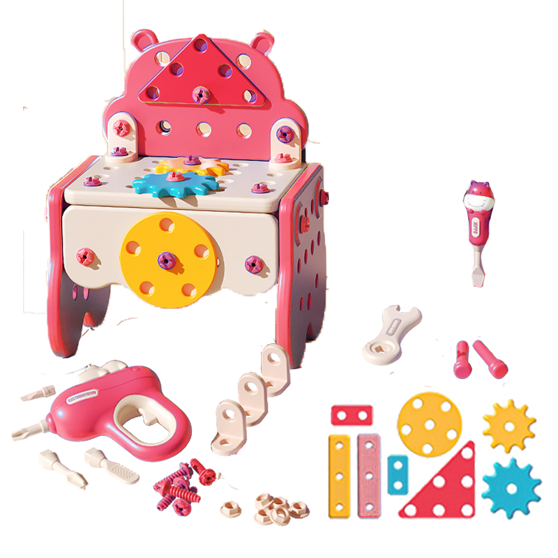 Kuangyeqishi Children's Toy Girl's Toolbox Hippo Screwdriver Repair Assembly Pretend Play Set for 3-6 Year Old Kids Birthday Gift