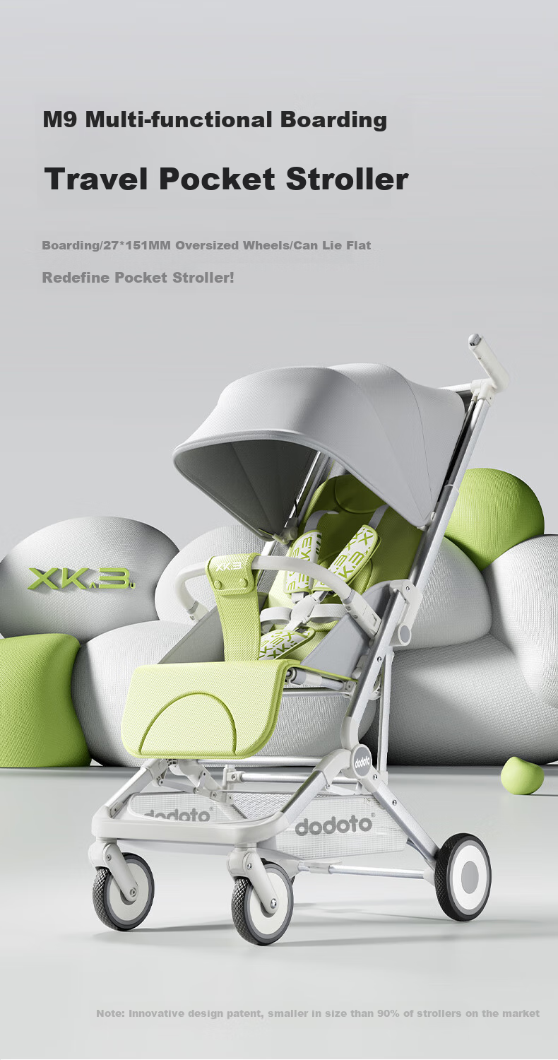 Dodoto Stroller for Boys And Girls, Lightweight, Can Sit Or Lie Down, Airplane-Friendly, Baby Walking Aid M9 Gold Black 2